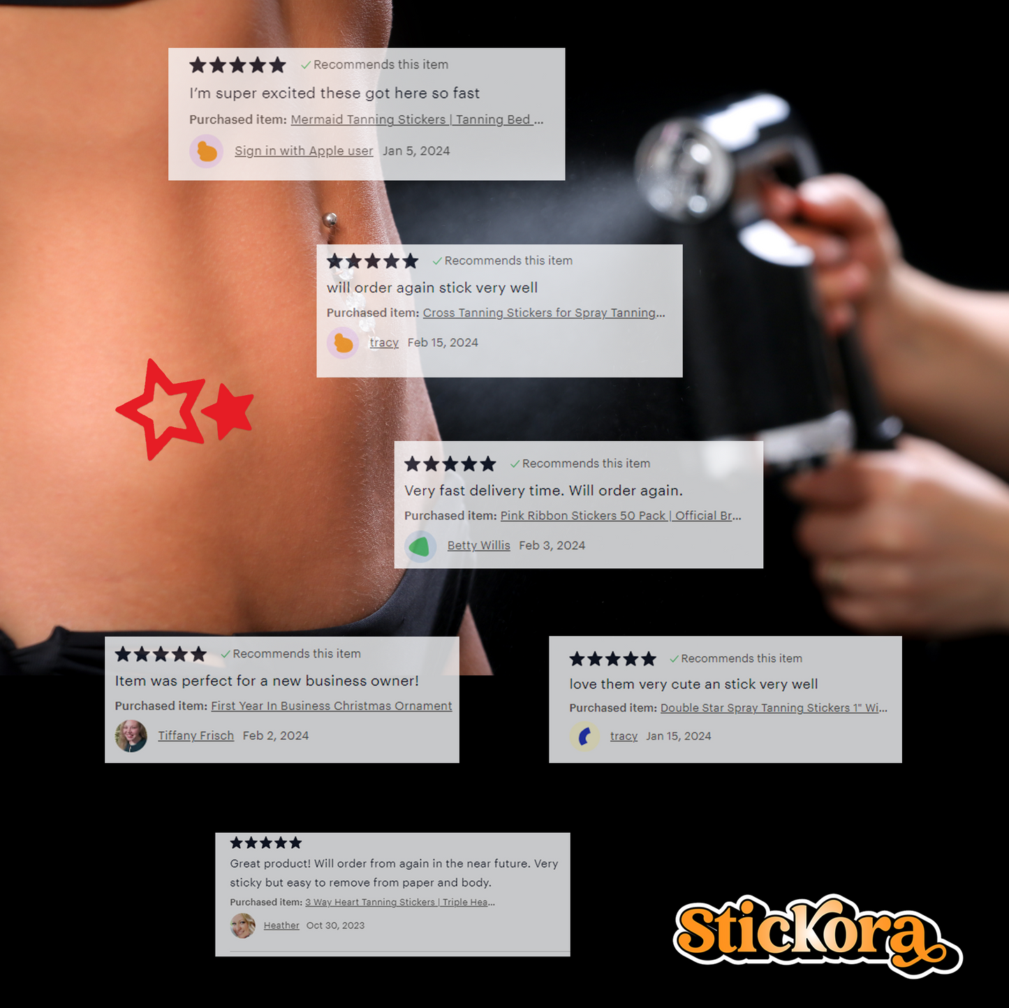 Double Star Tanning Stickers | Spray Tan