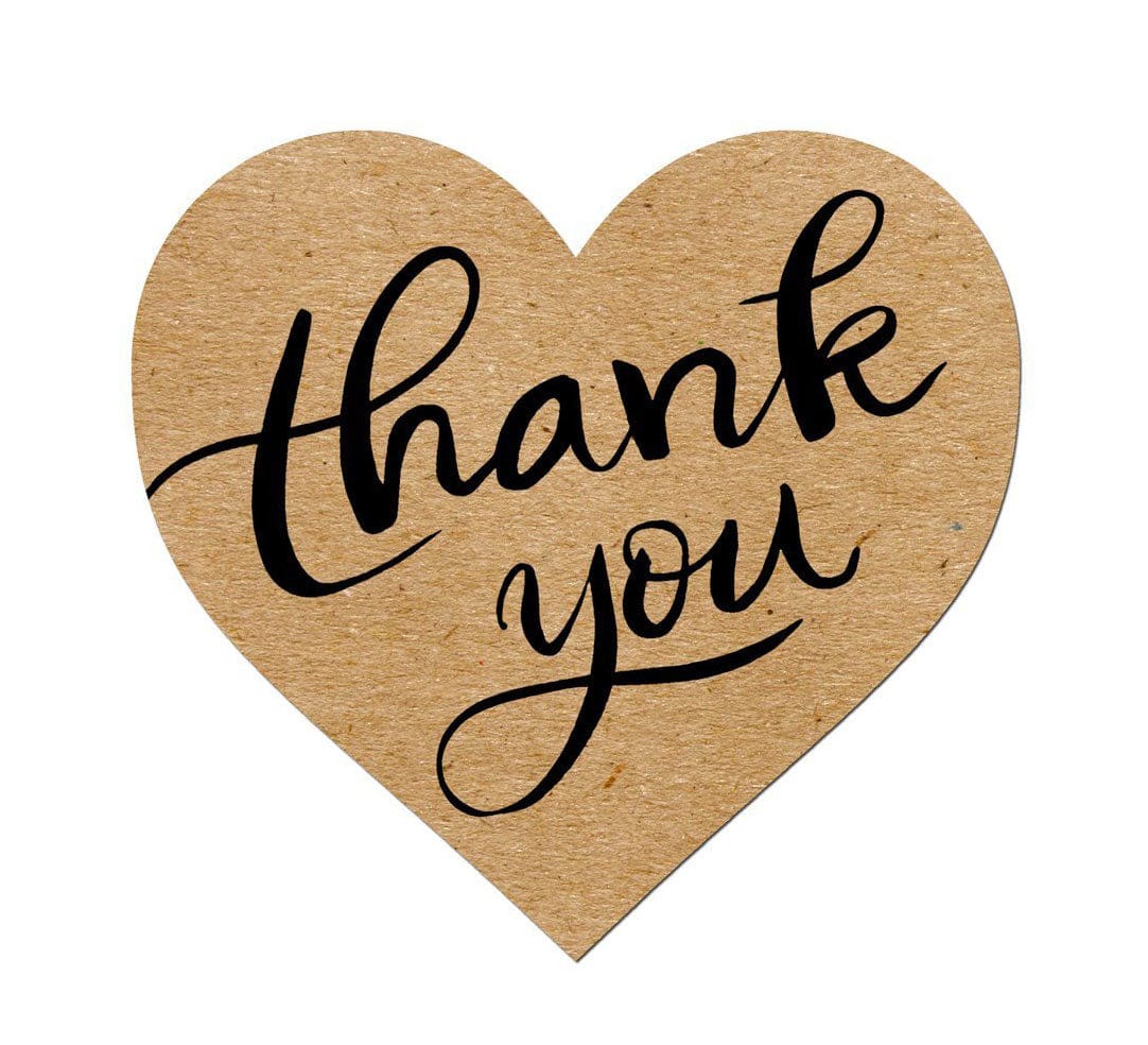 Thank You Heart Stickers 1.5 Heartfelt Thank You – TanningStickerz