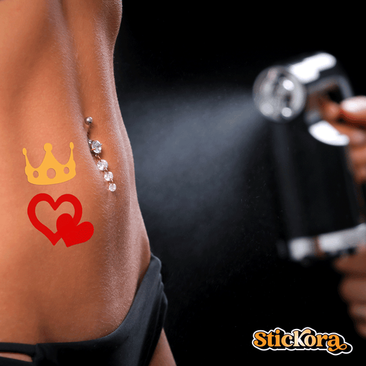 Queen Of Hearts Set includes The Triple Heart or 3-Way and Golden Crown Tanning Stickers