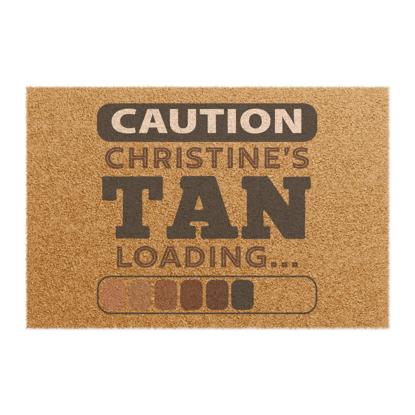 Custom Doormat "Caution Tan Loading" Personalize Perfect for Salons, Mobile Spray Tanners, Spray Tan Artists Gifts or Gifts for Tanners.