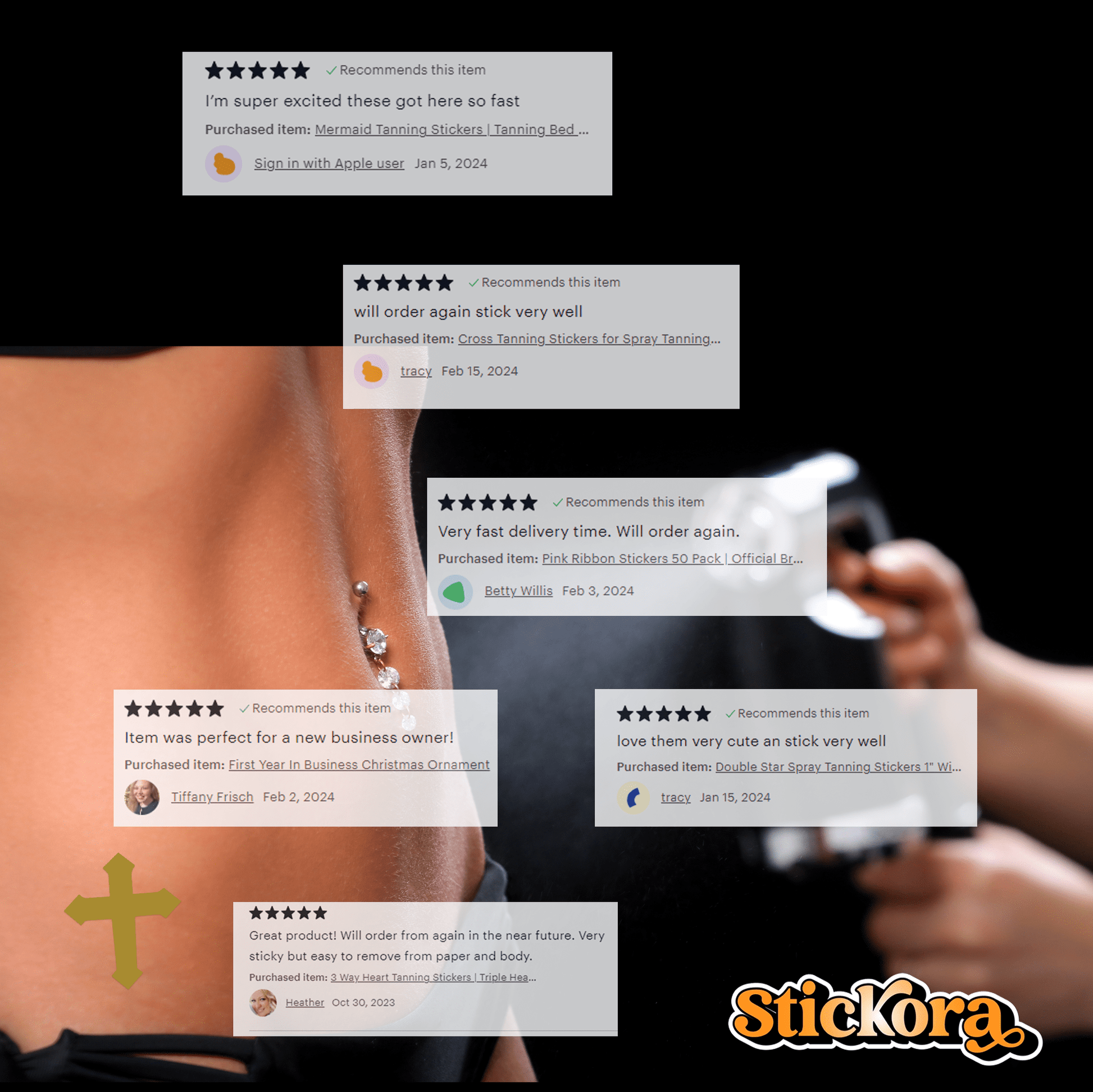 Cross Tanning Stickers | Spray Tan