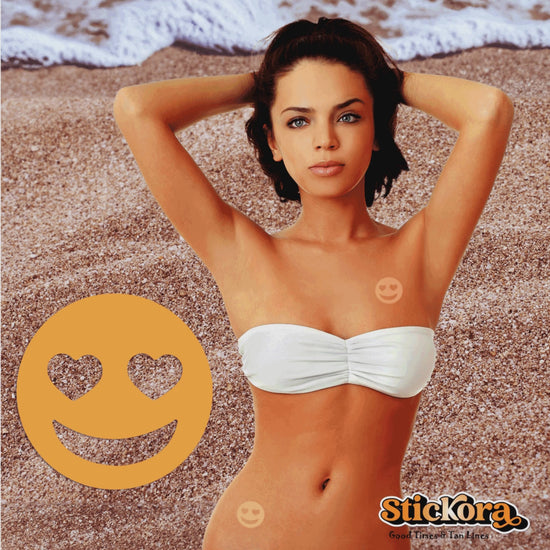 Large Smiley Face Spray Tan Stickers | Heart Eyes