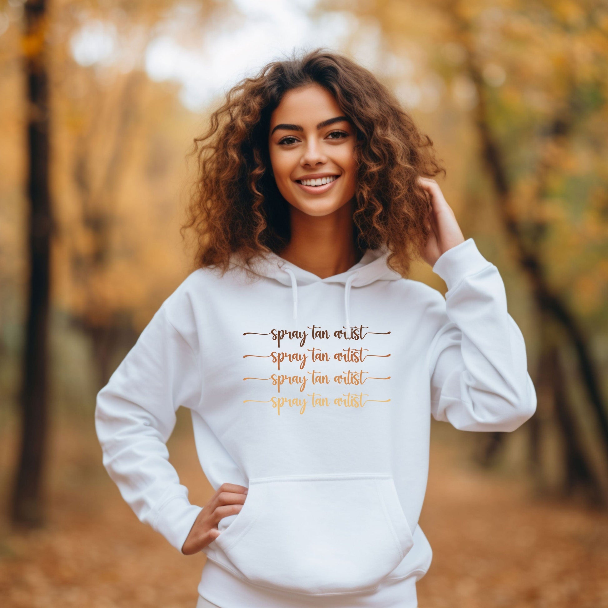 Spay Tan Artist Hoodie for Spray Tan Artists Gift for Spray Tan Artist Print on Sleeve Spray Tanning Gifts Woman Hoodies for Her Sweatshirt