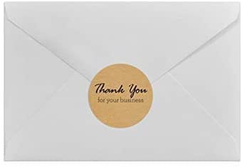 Thank You for Your Business Stickers | 100 Pack | 1.5" Inch Round Natural Kraft