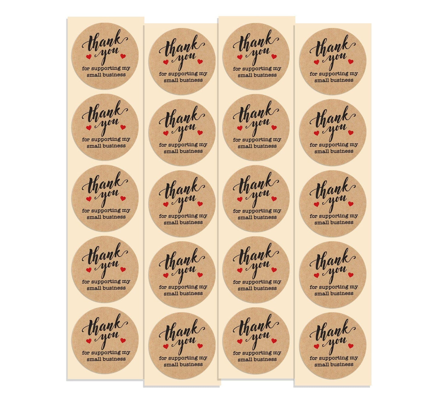 Thank You For Supporting My Small Business Stickers | 100 Pack Kraft