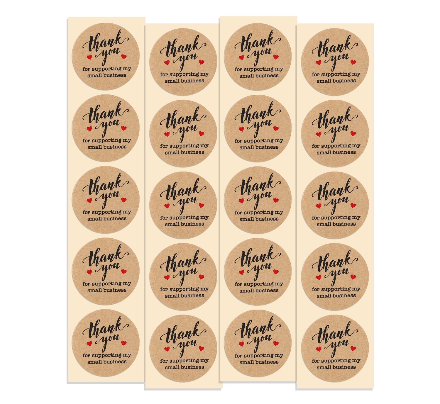 Thank You For Supporting My Small Business Stickers | 100 Pack Kraft