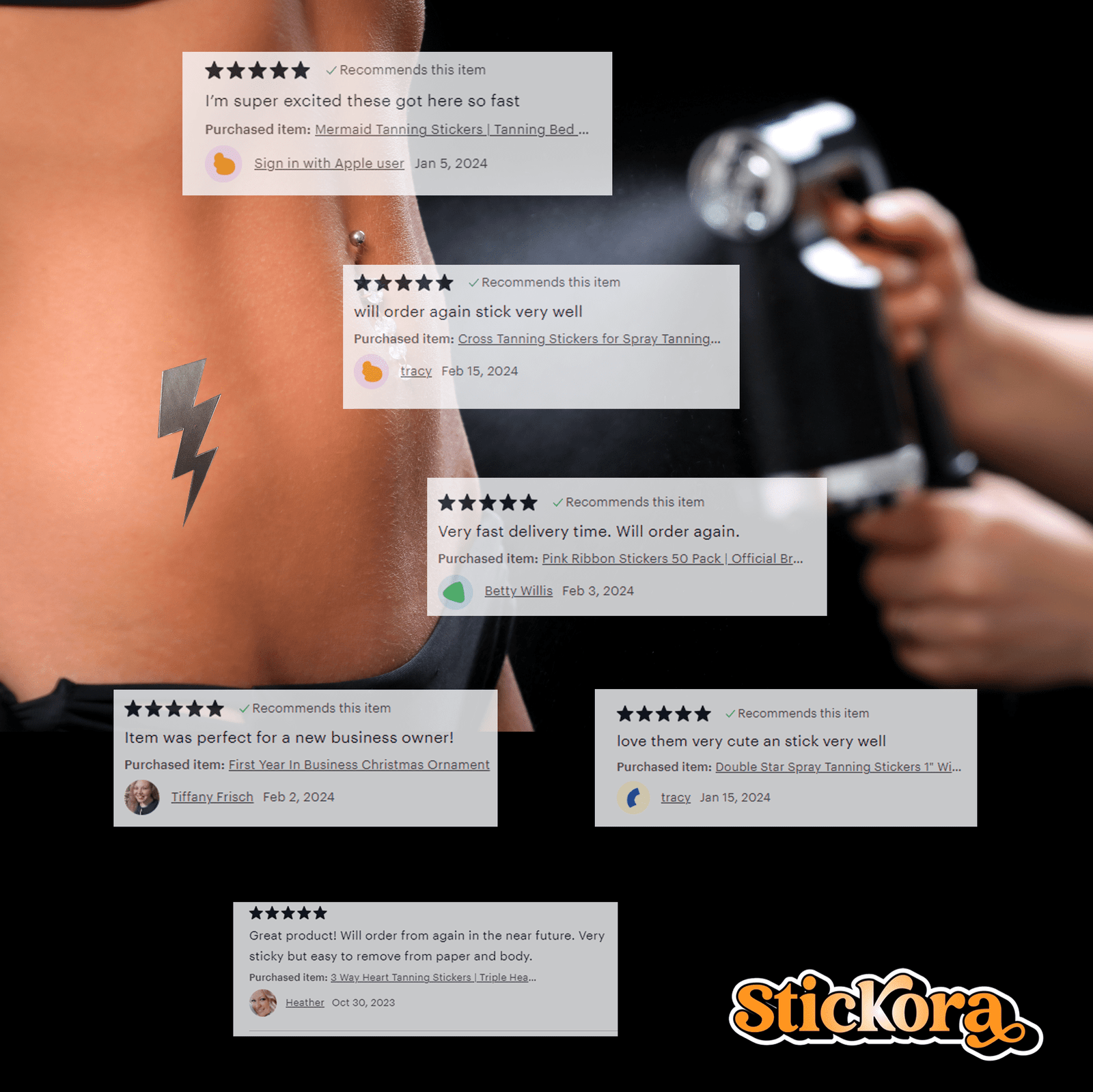 Lightning Bolt Tanning Stickers | Spray Tan - Image 10