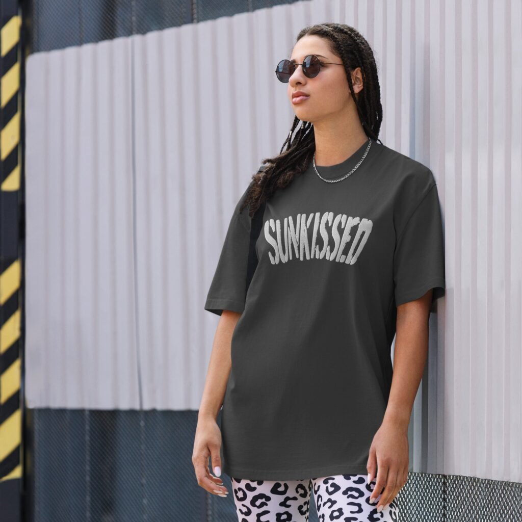Sunkissed Premium Oversized Embroidered Faded T-Shirt - Image 1