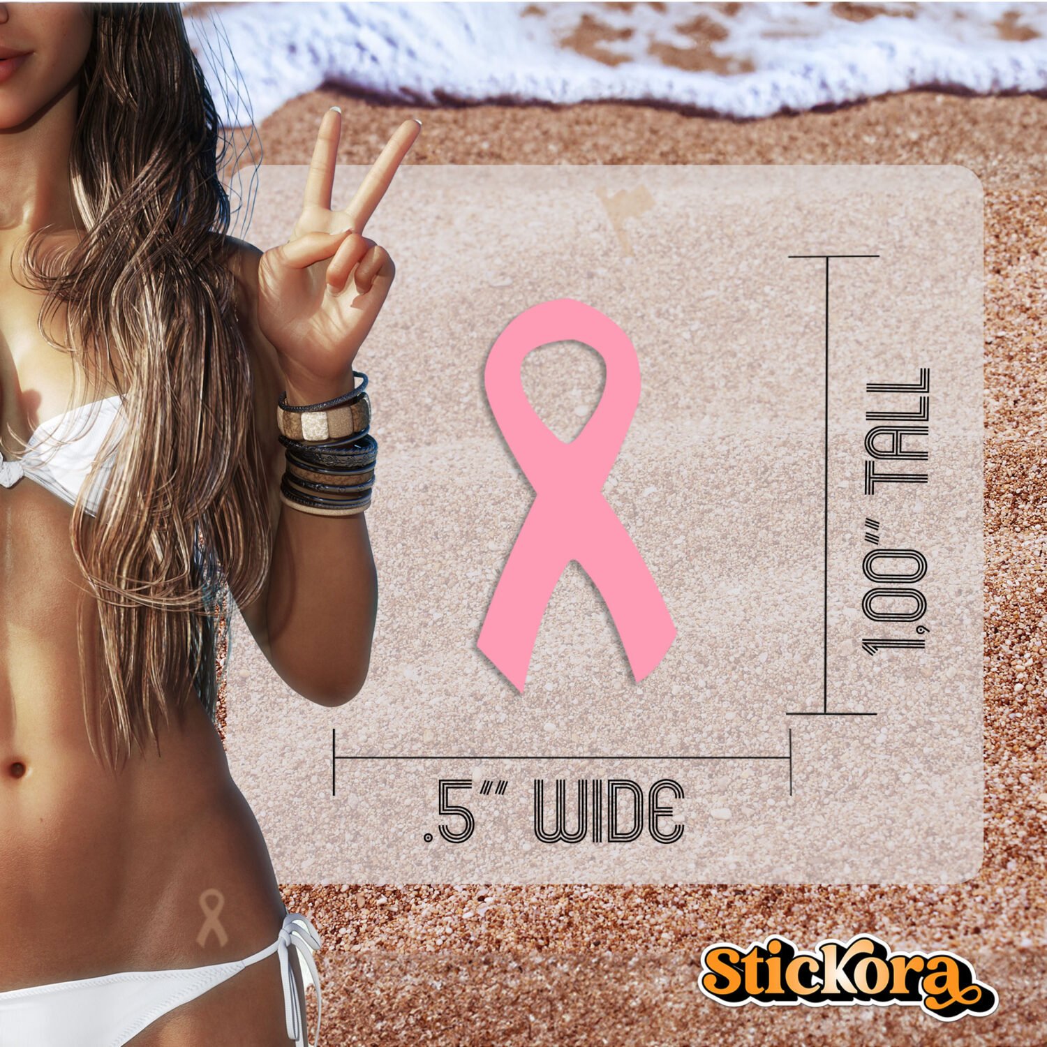 Pink Ribbon Tanning Stickers - Image 2