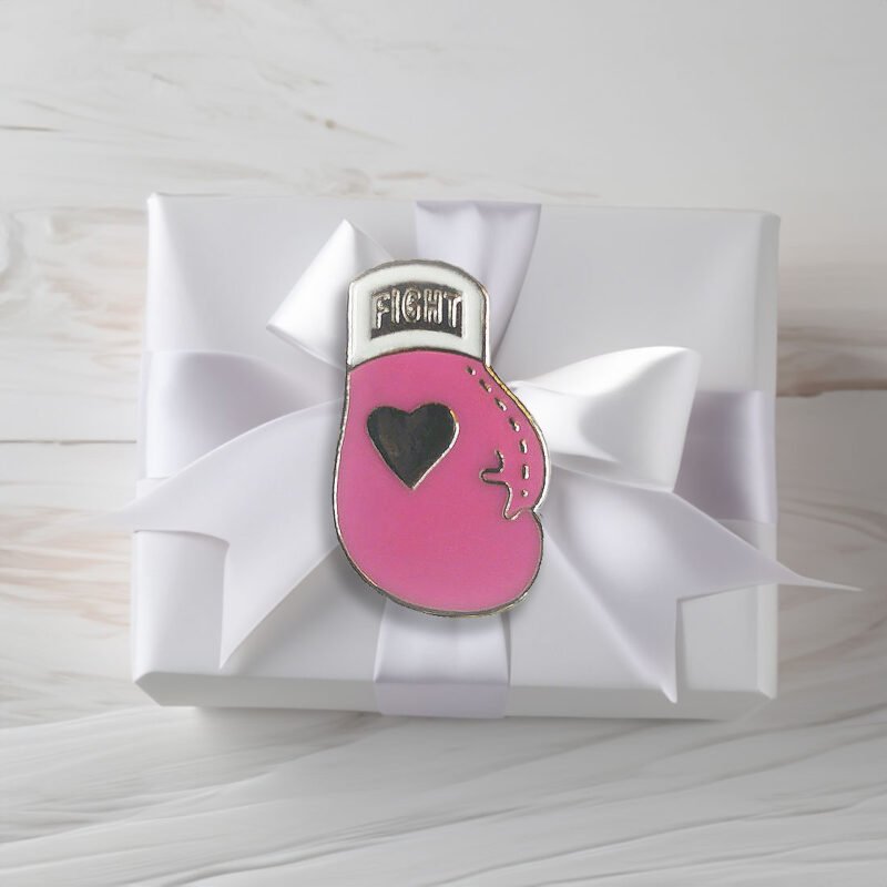 Pink Ribbon Boxing Glove Lapel Pin