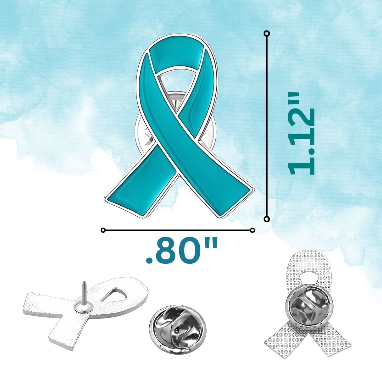 Teal Ribbon Awareness Lapel Pins - Image 4