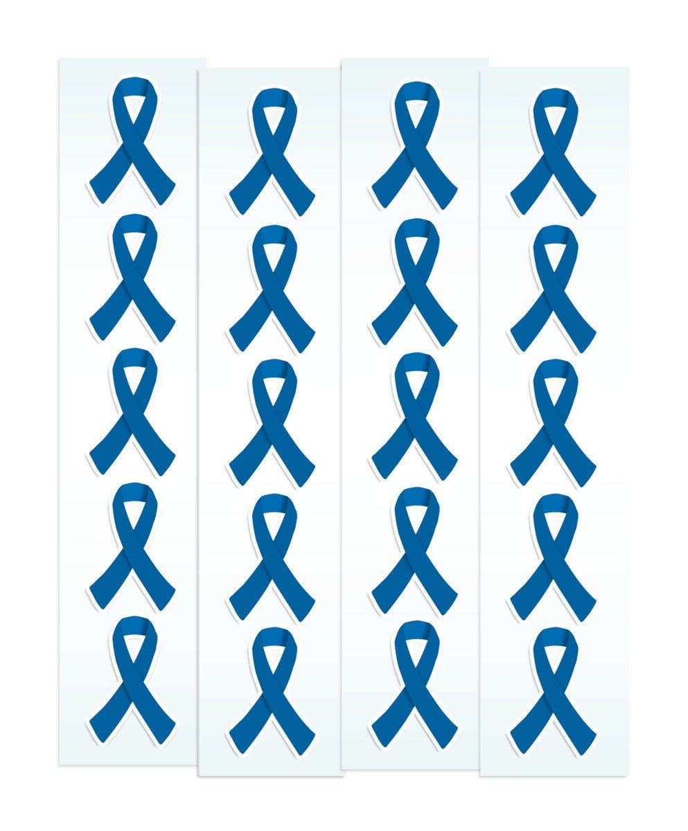 Blue Ribbon Awareness Stickers | 1.5" Tall - Image 1