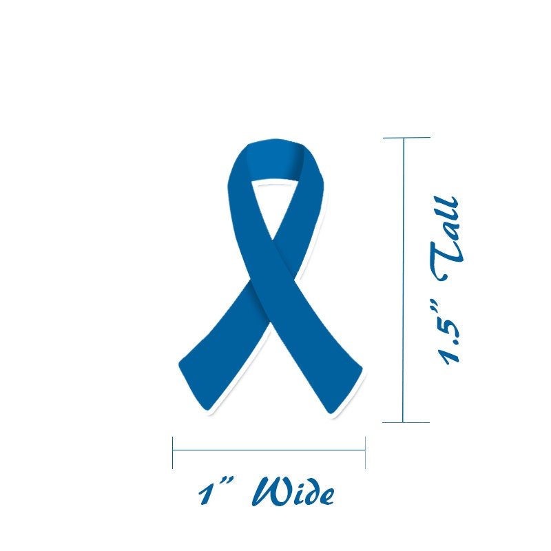 Blue Ribbon Awareness Stickers | 1.5" Tall - Image 2