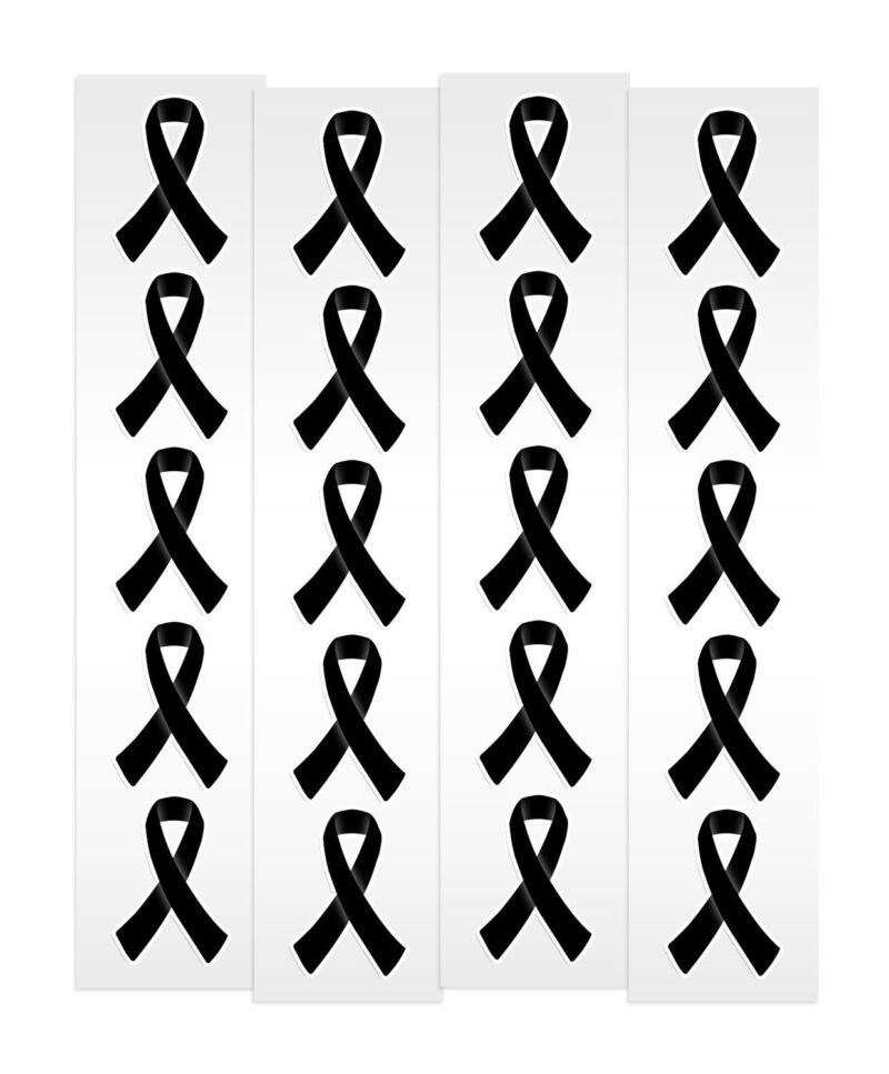 Black Ribbon Awareness Stickers | 1.5" Tall