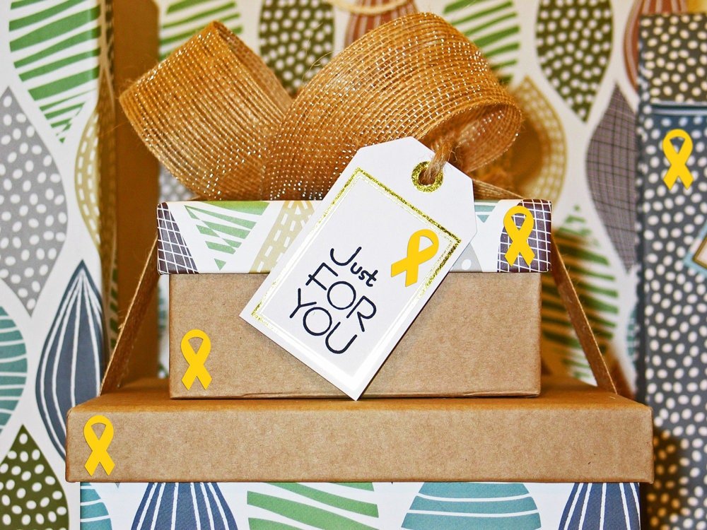 Gold Ribbon Awareness Stickers | 1.5" Tall - Image 5