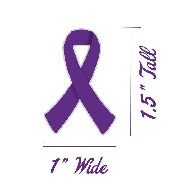 Purple Ribbon Awareness Stickers | 1.5" Tall - Image 2