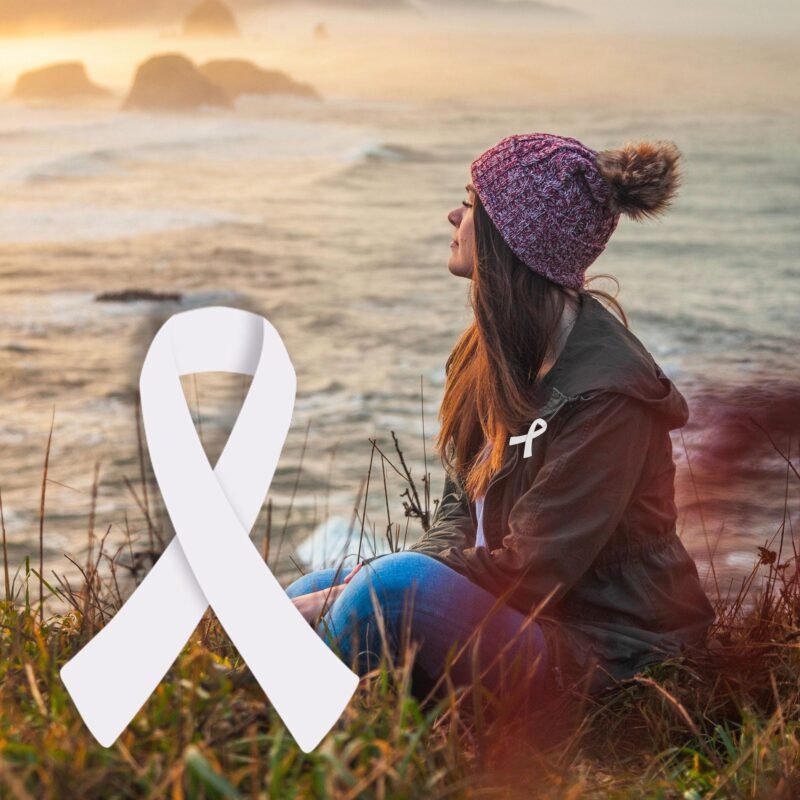White Ribbon Awareness Stickers | 1.5" Tall