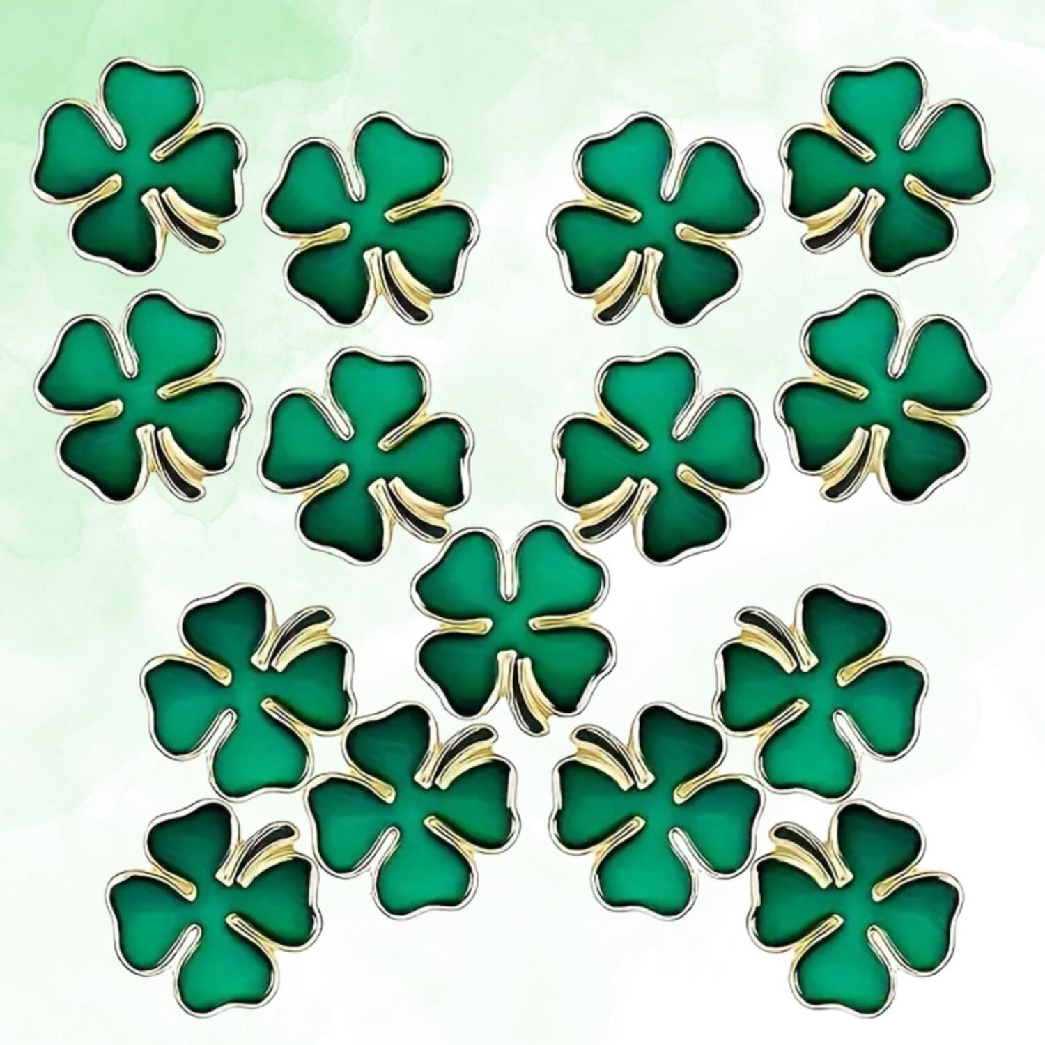 Emerald Four Leaf Clover Lapel Pin + Free Clover Stickers - Image 5