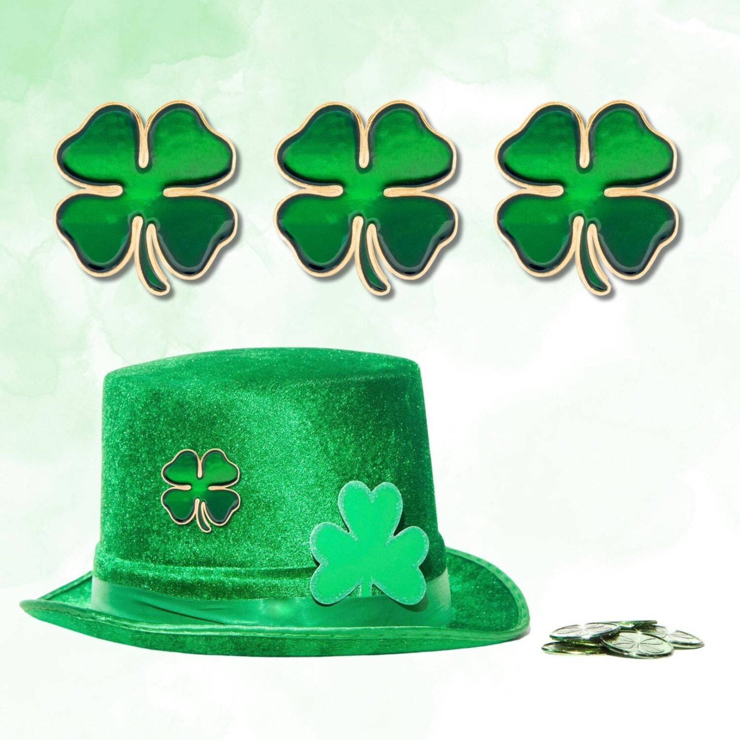 Emerald Four Leaf Clover Lapel Pin + Free Clover Stickers - Image 3