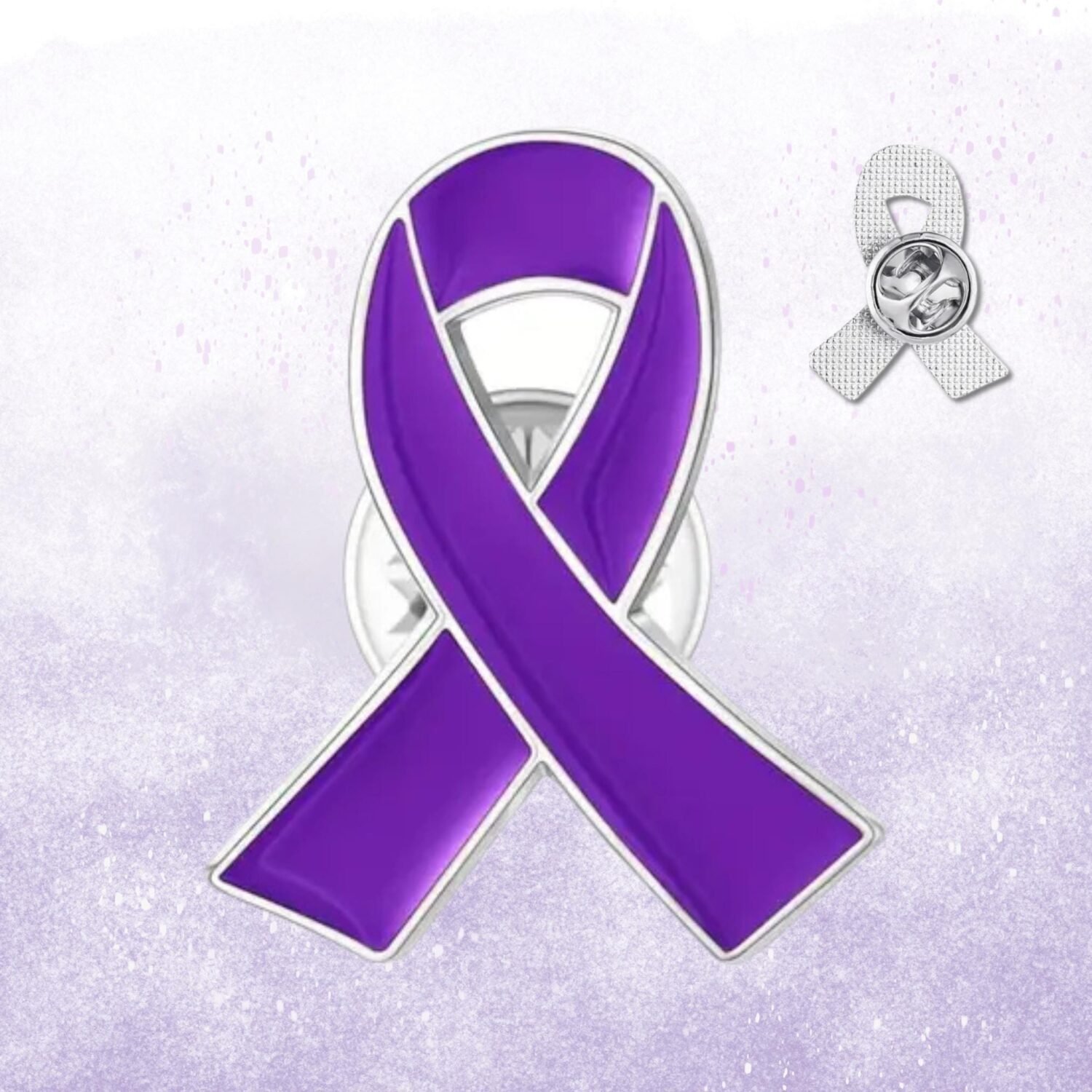 Purple Ribbon Awareness Lapel Pin + Free Stickers - Image 1