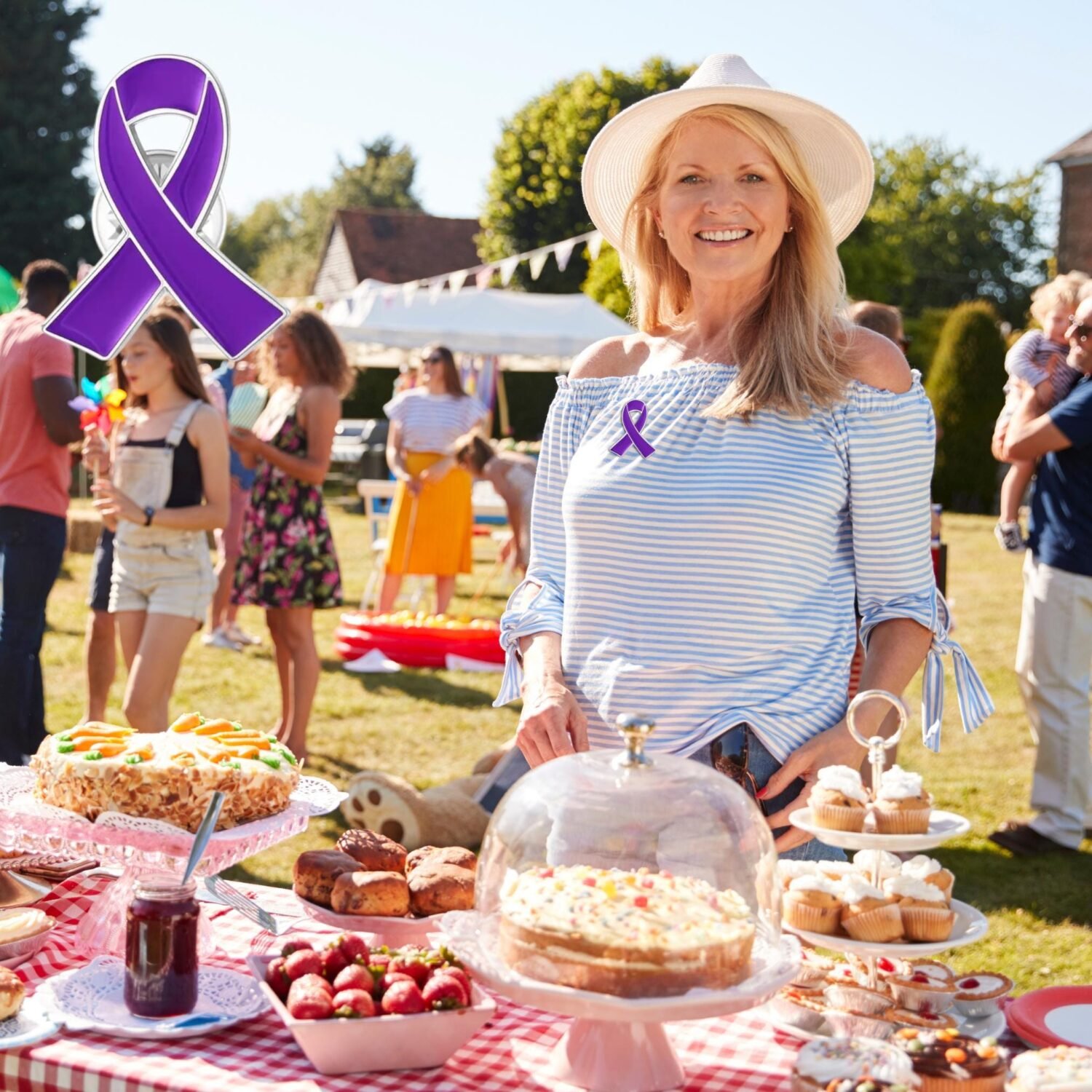 Purple Ribbon Awareness Lapel Pin + Free Stickers - Image 2