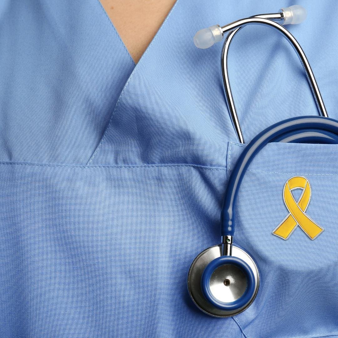 Gold Ribbon Awareness Lapel Pin + Free Stickers - Image 2